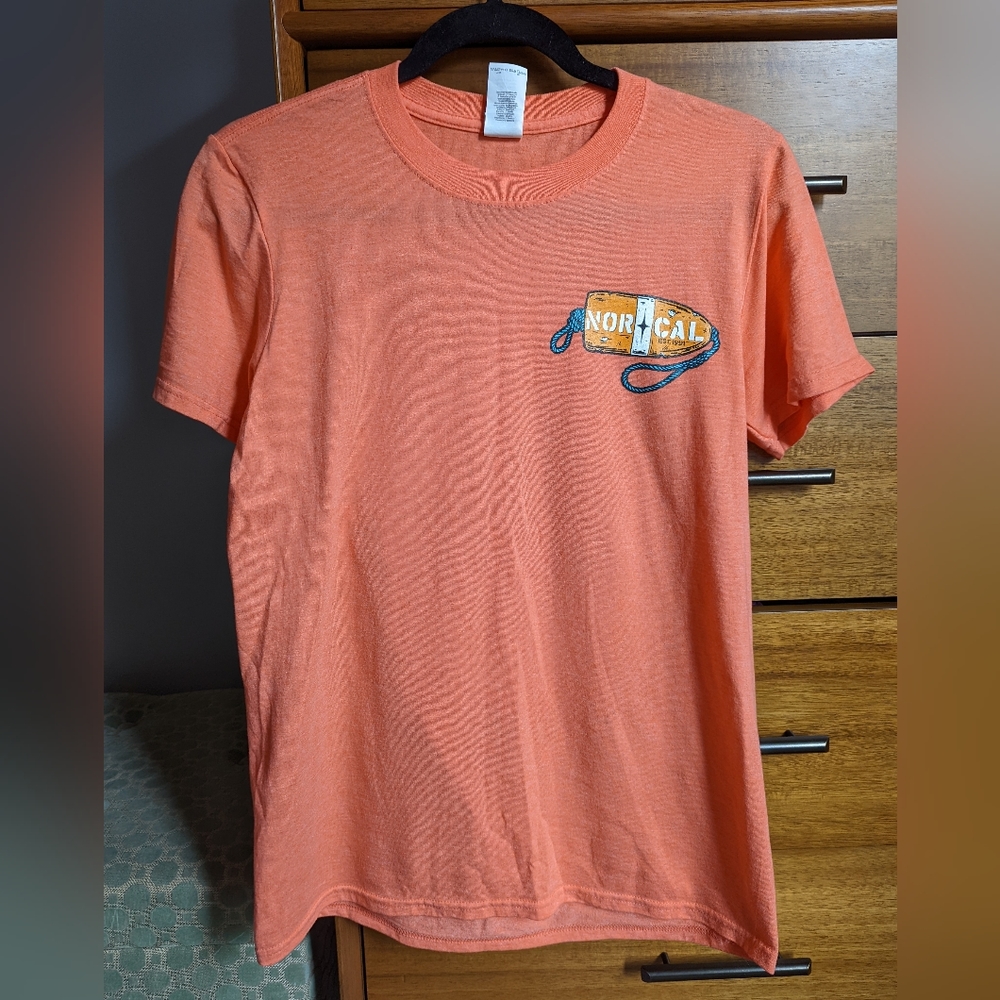Authentic NorCal orange screen print t-shirt, size S